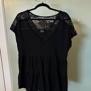 Torrid Black V-Neck Lace Blouse